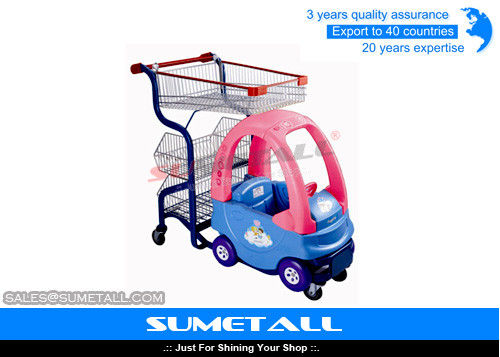 China Populäre Plastikkörper-Kindereinkaufslaufkatze mit Kinderauto-Sitzen für Gemischtwarenladen fournisseur