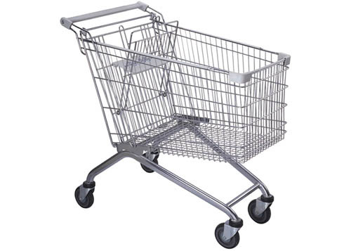 China Rad-Supermarkt-Einkaufslaufkatze des Sicherheits-Metall4/Einkauf-Wagen 180L fournisseur